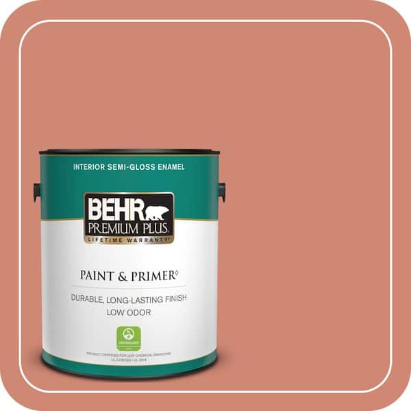BEHR PREMIUM PLUS 1 gal. #210D-5 Copperleaf Semi-Gloss Enamel Low Odor Interior Paint & Primer