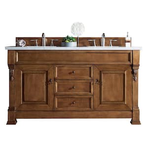 Brookfield 60 in. W x 23.5 in. D x 34.3 in. H Bath Double Vanity in Country Oak with Solid Surface Top in Arctic Fall