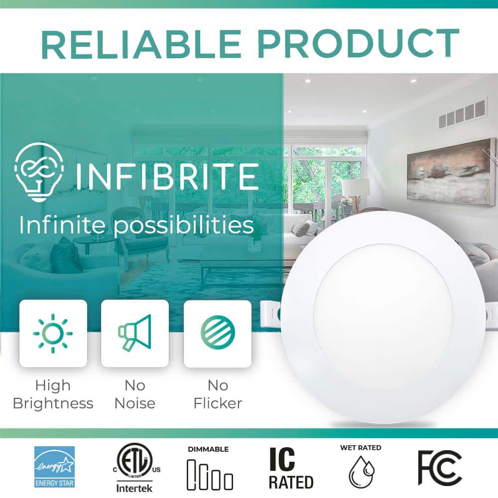 6'' White Aluminum Dimmable LED Canless Recessed Lighting Kit