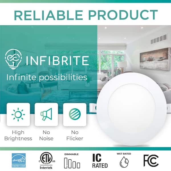 InfiBrite 6 in. Canless 5000K Daylight 12W 1050 Lumens Thin