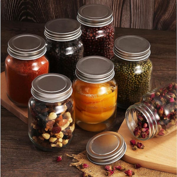 20-Piece 12 oz. Regular Mouth Glass Jars with Silver Lids, Incluede 20 Chalkboard Stickers, Food Safe and Lead-Free
