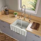 AB2418HS-B Farmhouse Fireclay 24 in. Single Bowl Kitchen Sink in Biscuit
