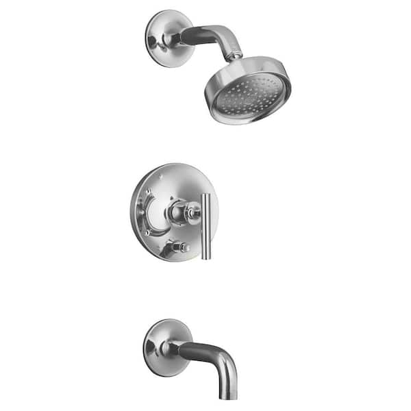 KOHLER Purist Rite-Temp 1-Handle Wall Mount 2.5 GPM Bath and Shower Trim Kit in Polished Chrome (Valve Not Included)
