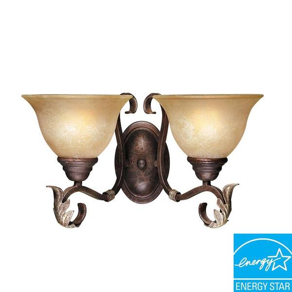 World Imports Olympus Tradition Collection 2-Light Crackled Bronze with Silver Sconce