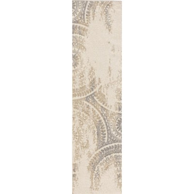 Spiral Medallion Ivory 2 ft. x 7 ft. Geometric Runner Rug
