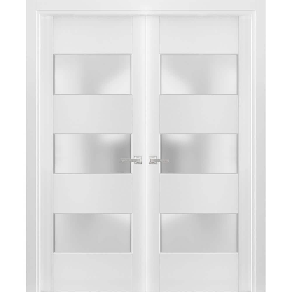 60 in. x 96 in. White Finished Universal/Reversible Frosted Glass Solid Wood Assembly Required Interior Door Kit price history on PriceWatchPro