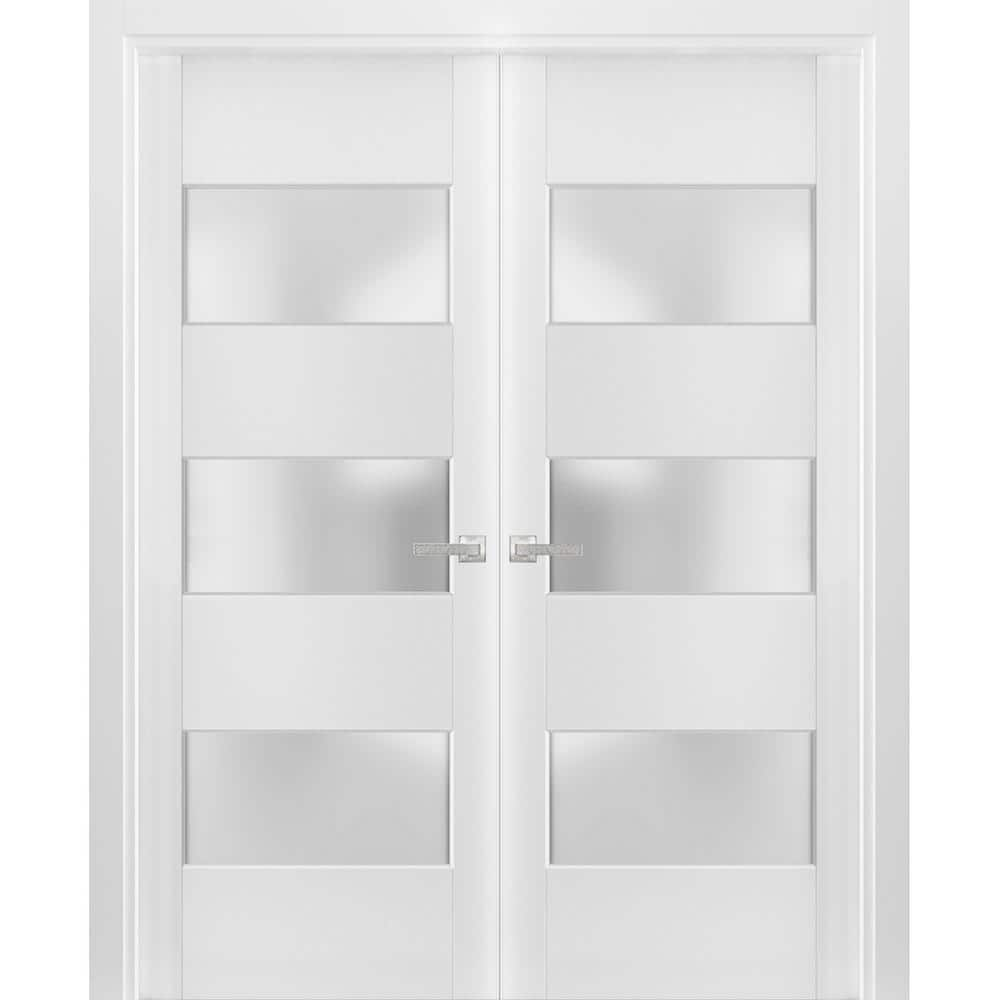 Sartodoors 56 in. x 80 in. Single Panel White Finished Pine Wood ...