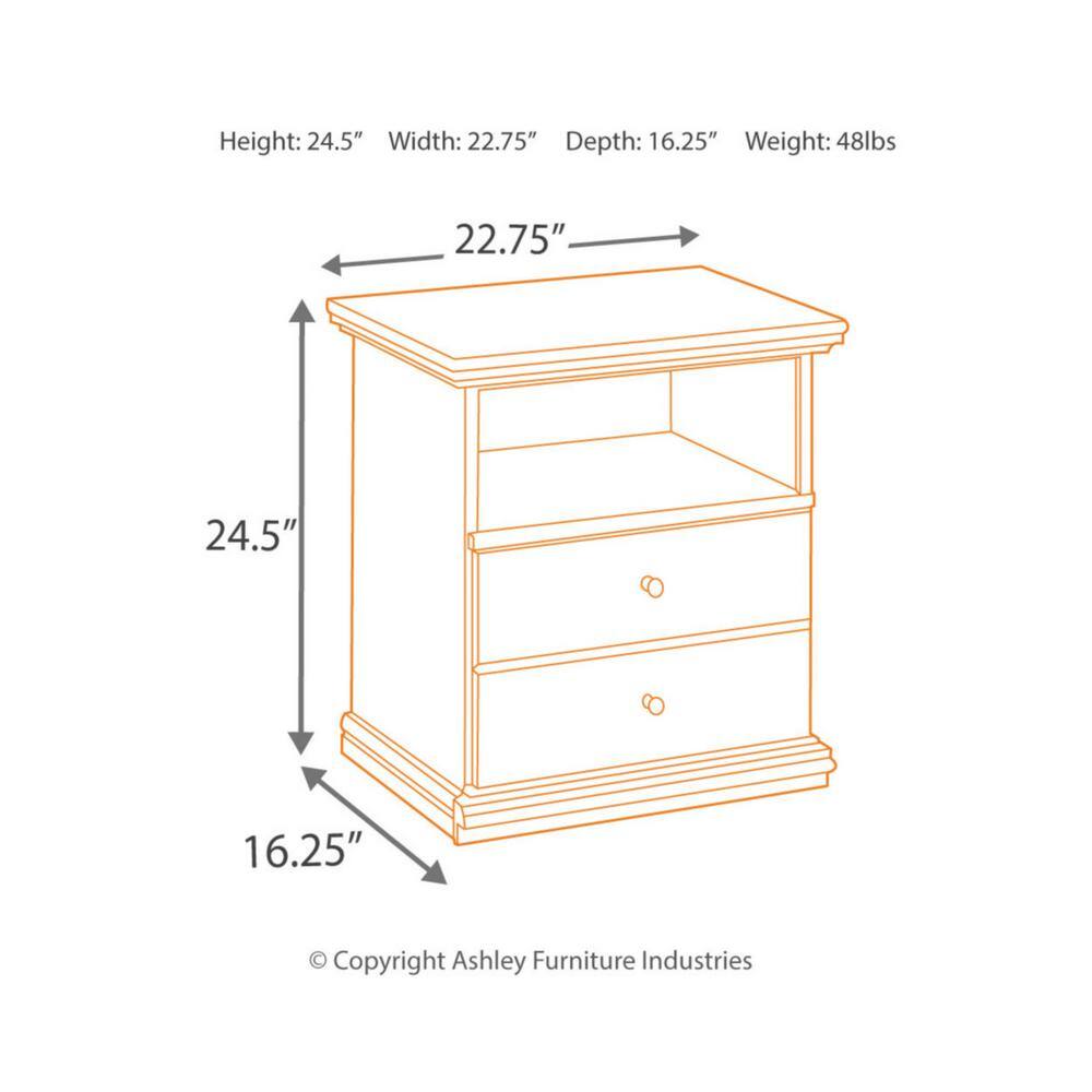 Black Contemporary 2-Drawer Nightstand with Pewter Knobs