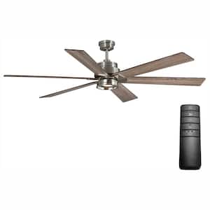 Statewood 70 in. Indoor LED Brushed Nickel Ceiling Fan with Light Kit, Downrod, Remote Control and 6 Reversible Blades