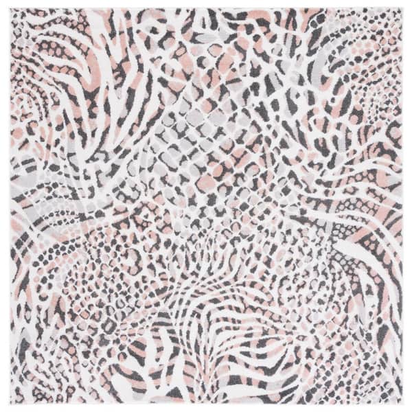 SAFAVIEH Amsterdam Ivory/Blush 7 ft. x 7 ft. Animal Print Square Area Rug