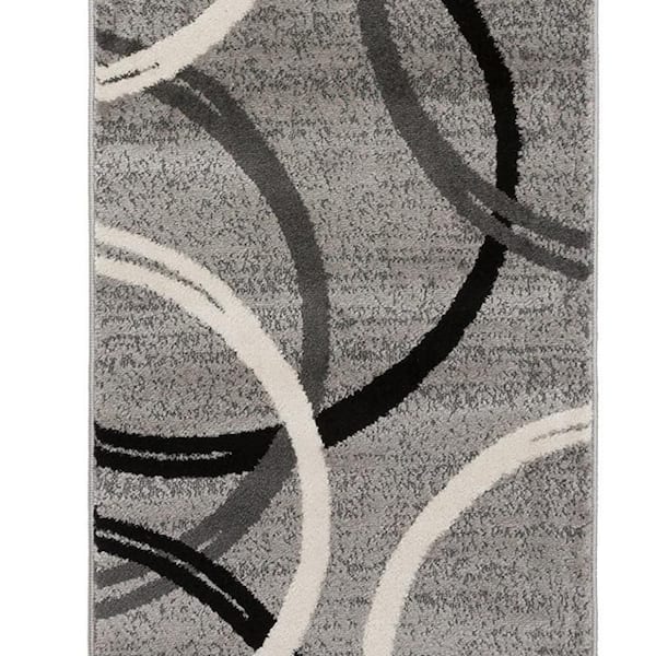 Gray Polypropylene 2 ft. x 10 ft. Geometric Indoor Runner Rug