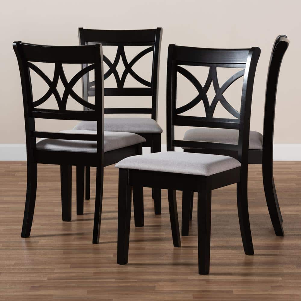 Clarke Gray Upholstered Espresso Wood Dining Side Chair Set