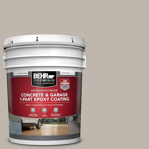 BEHR PREMIUM 5 gal. #PPU18-12 Graceful Gray Self-Priming 1-Part Epoxy Satin Interior/Exterior Concrete and Garage Floor Paint