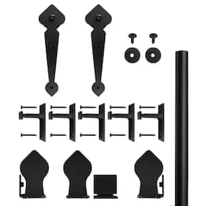 96 in. Spade Black Sliding Barn Door Round Track and Hardware Kit