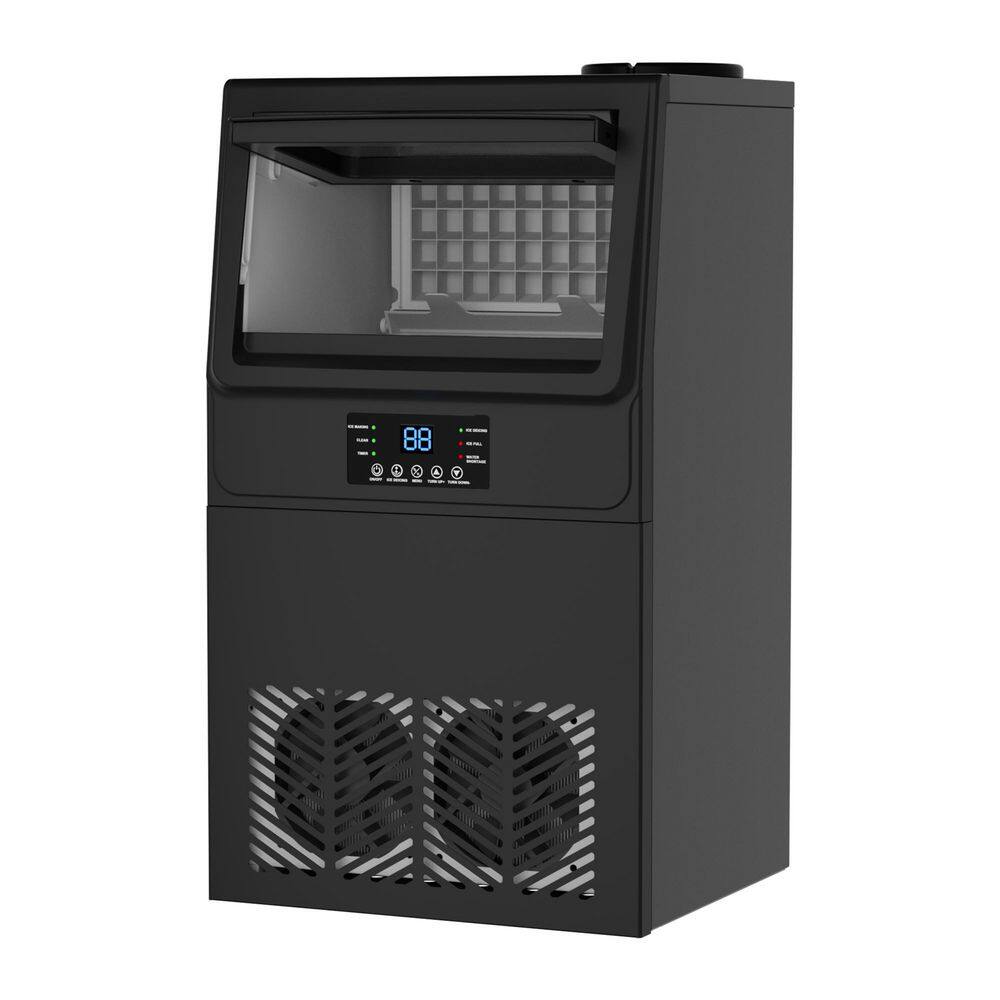 12.80 in. 100 lb. Built-In Full Size Cubes Ice Maker in Black Stainless Steel with 36 Ice Trays and Double Water Inlet price history on PriceWatchPro