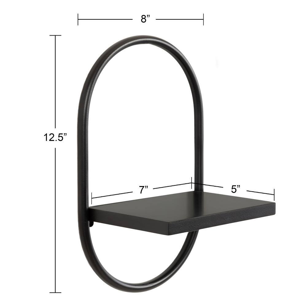 Black Wood and Metal Floating Wall Shelf Set