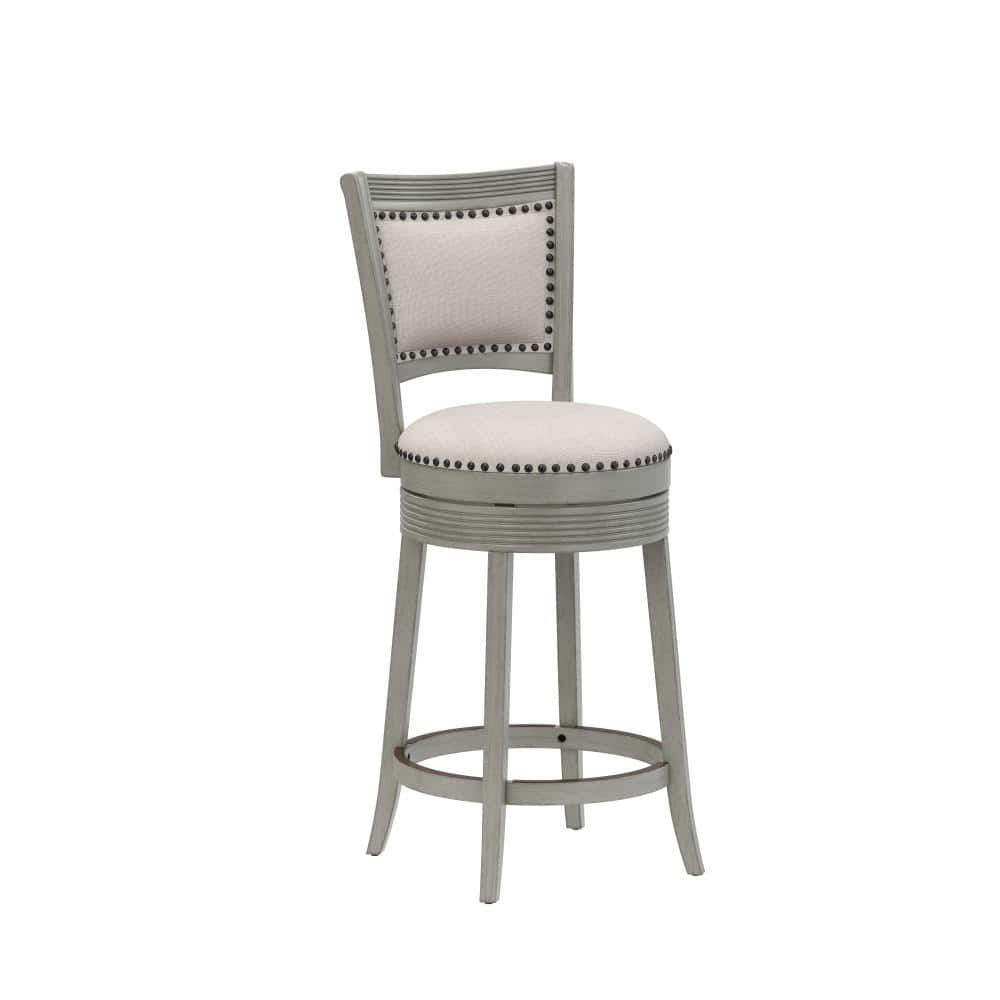 Hillsdale Furniture Lockefield 22.75 in. Gray Full Back Rubberwood 42.25 in. Bar Stool with Polyester Seat 1 Set of Included, Aged Gray -  5318-826I