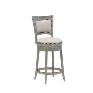 Lockefield 22.75 in. Gray Full Back Rubberwood 42.25 in. Bar Stool with Polyester Seat 1 Set of Included