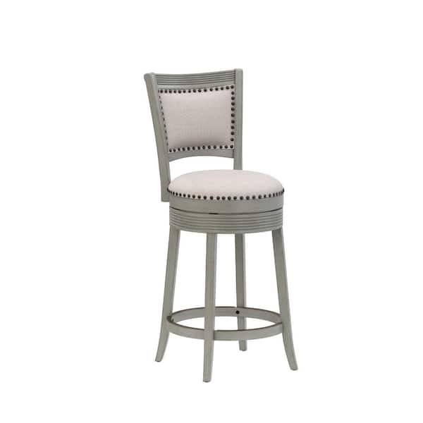 Hillsdale Furniture Lockefield 22.75 in. Gray Full Back Rubberwood 42.25 in. Bar Stool with Polyester Seat 1 Set of Included