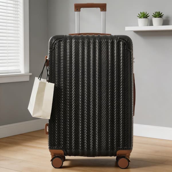 LIVACA 6-Piece Black Brown Durable Hardshell ABS Plastic Spinner