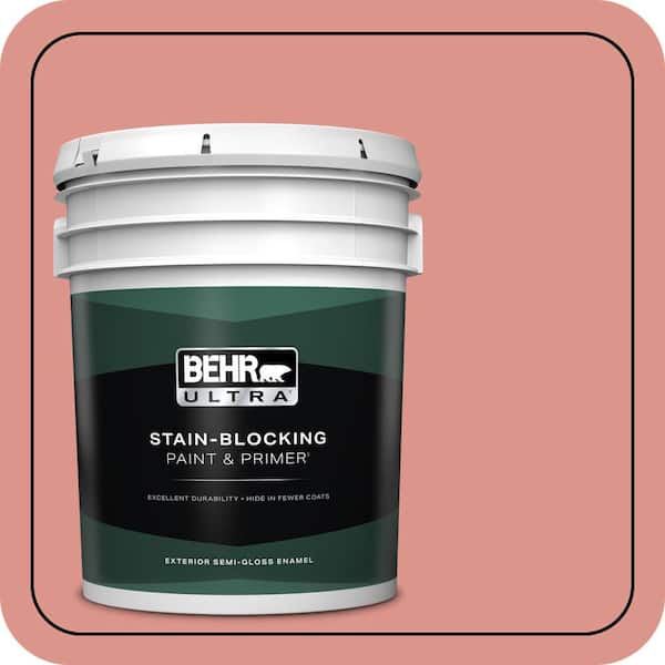 BEHR ULTRA 5 gal. #180D-4 Coral Serenade Semi-Gloss Enamel Exterior Paint & Primer