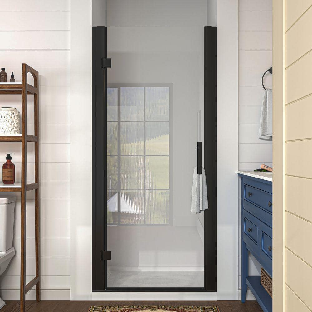 34'' W x 72'' H Frameless Clear Glass Shower Door in Matte Black
