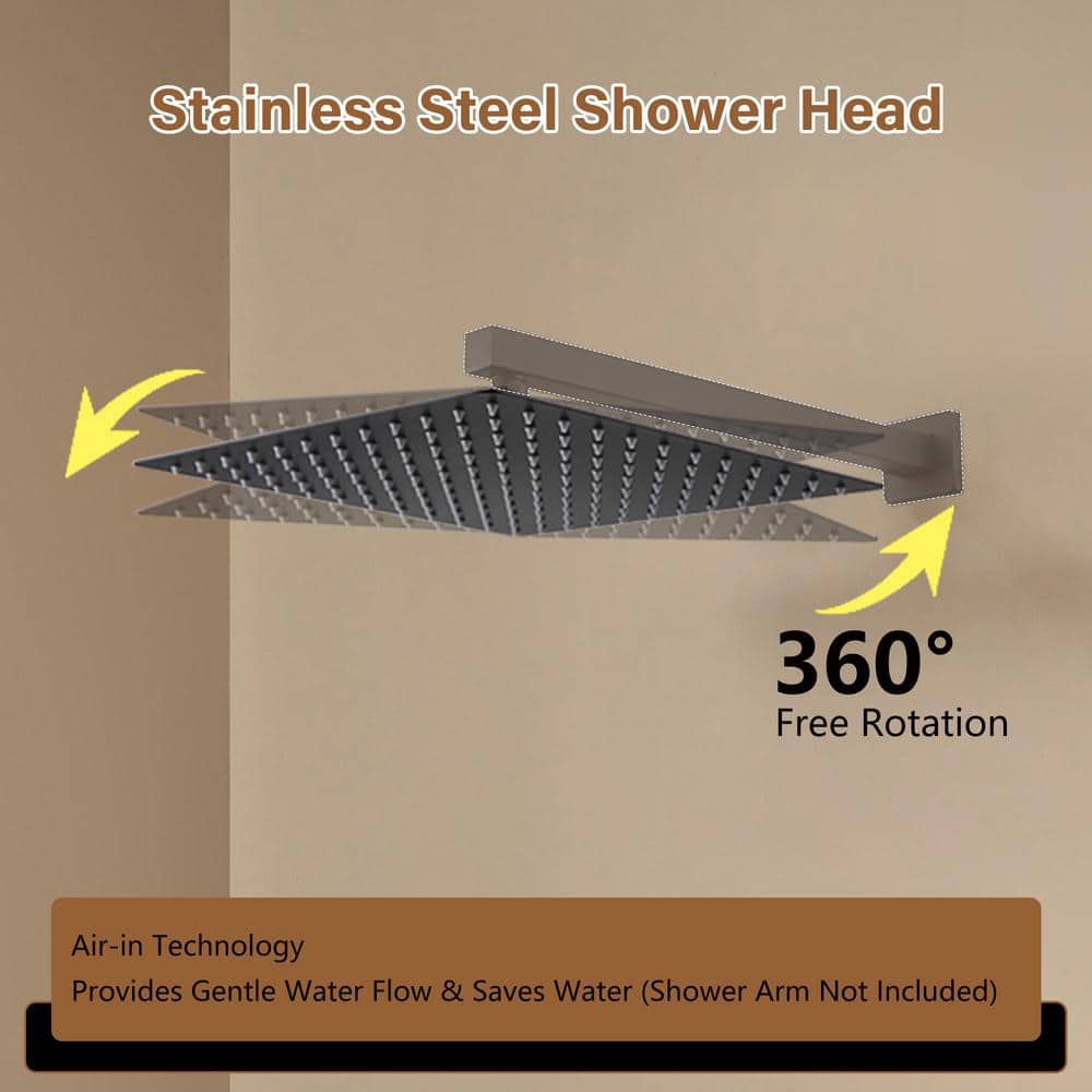 10" Matte Black Stainless Steel Square Rain Shower Head