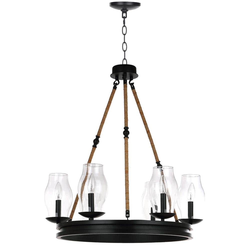 Safavieh Cadia 31-in French Gold/Matte Black Industrial LED Flush Mount Light