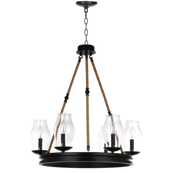 Safavieh Cadia 31-in French Gold/Matte Black Industrial LED Flush Mount Light