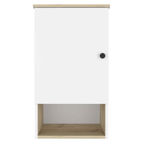 Unbranded 16.2 in. W x 28.5 in. H Rectangular Oak, White Recessed or Surface Mount Medicine Cabinet without Mirror with 2-Shelf