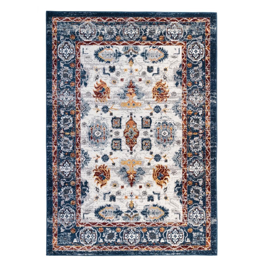 Aegean Bloom Handmade Blue Floral Synthetic Area Rug 8' x 10'