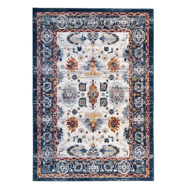 Amer Rugs Alexandria 9 ft. X 12 ft. Blue Floral Area Rug