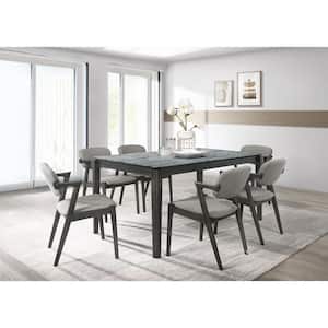 Stevie 7-piece Gray and Black Rectangle Dining Set