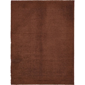 Solid Shag Chocolate Brown 10 ft. x 13 ft. Area Rug