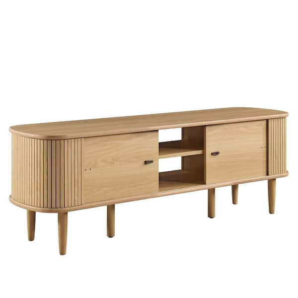 MODWAY Contour 55 in. TV Stand in Oak EEI-6158-OAK - The Home Depot