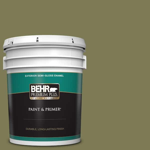 BEHR PREMIUM PLUS 5 gal. #S370-6 Seaweed Salad Semi-Gloss Enamel Exterior Paint & Primer