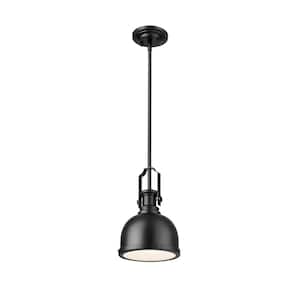 Melange 100-Watt 1-Light Matte Black Shaded Mini Pendant with Steel Shade and No Bulb Included