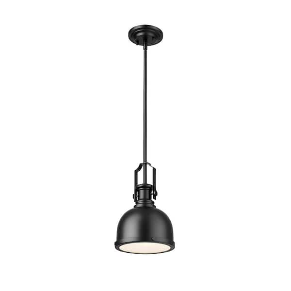 Unbranded Melange 100-Watt 1-Light Matte Black Shaded Mini Pendant with Steel Shade and No Bulb Included