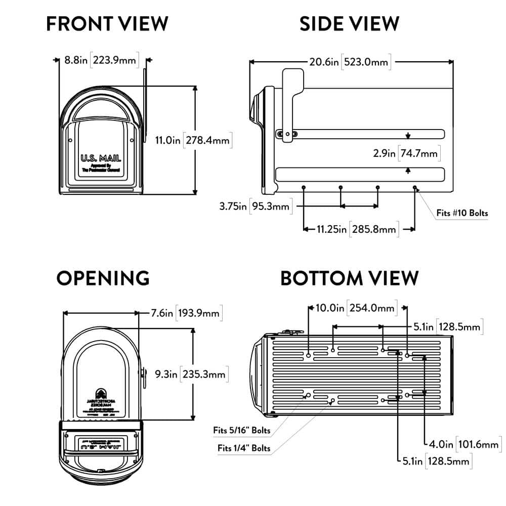 Barrington Black Medium Steel Post Mount Mailbox