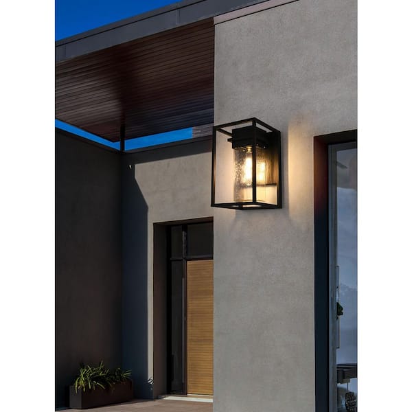 19 in. Black Outdoor Hardwired Wall Sconce with No Bulbs Included
