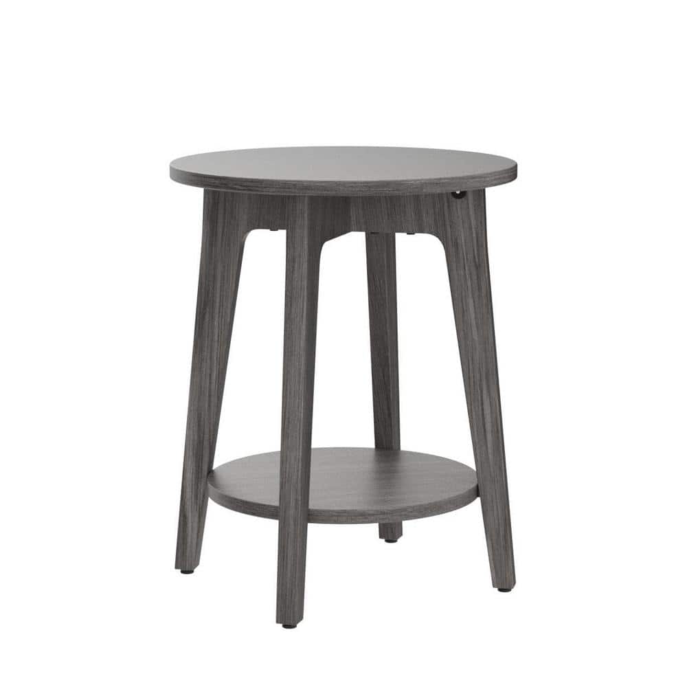 Round Wood Outdoor Side Table with Extension