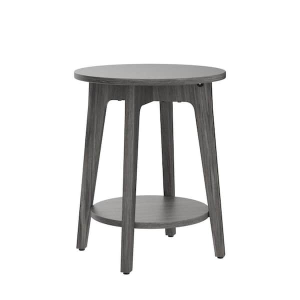 Unbranded Round Wood Outdoor Side Table with Extension