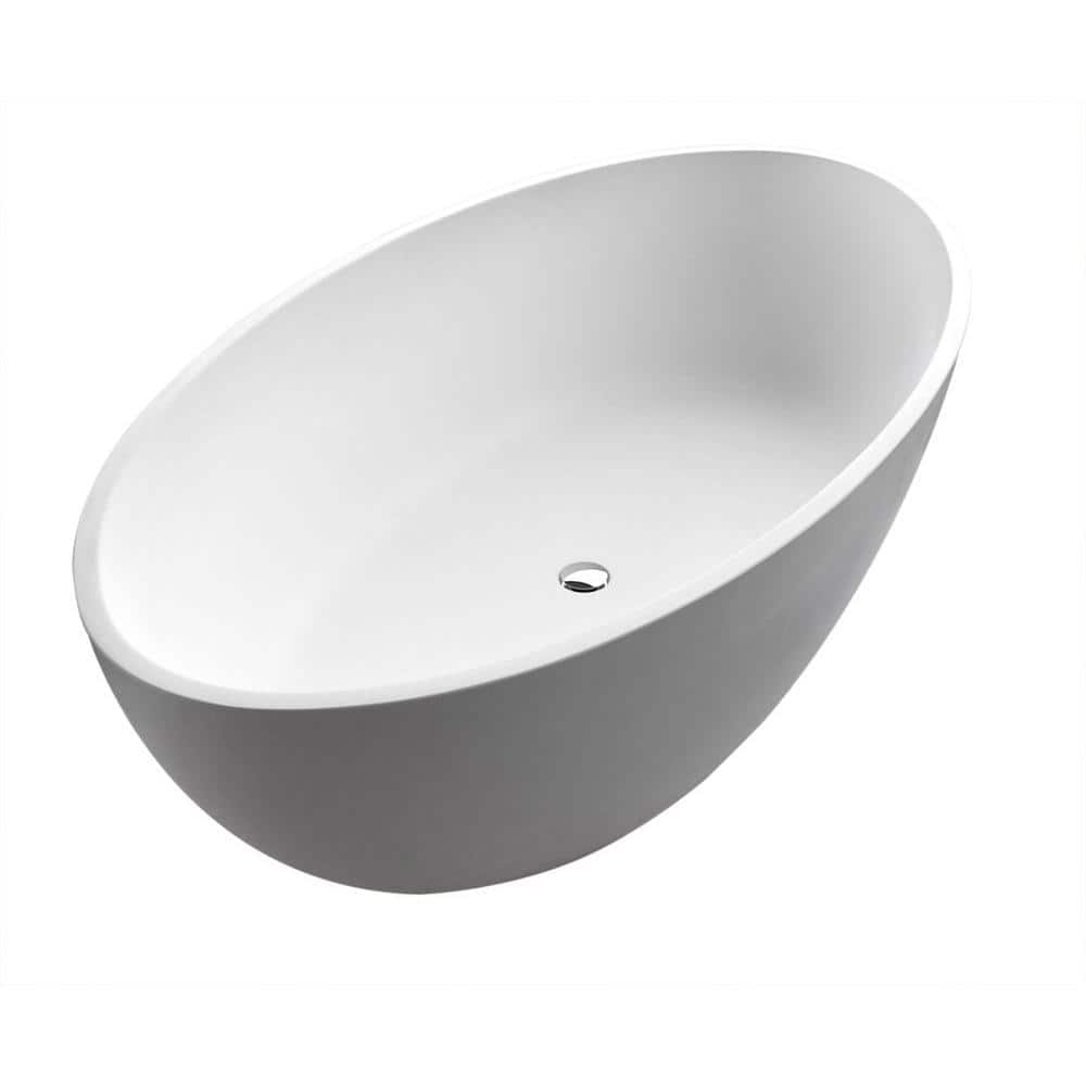 Hangiri 67 in L x 36 in W Stone Resin Flatbottom Freestanding Bathtub in Ma
