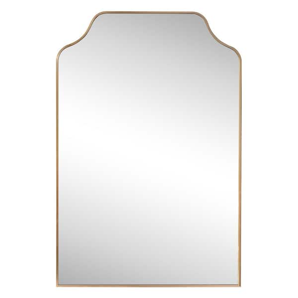 Lindie 24 in. W x 36 in. H Medium Scalloped Top Metal Framed Wall Mounted Mirror, Gold