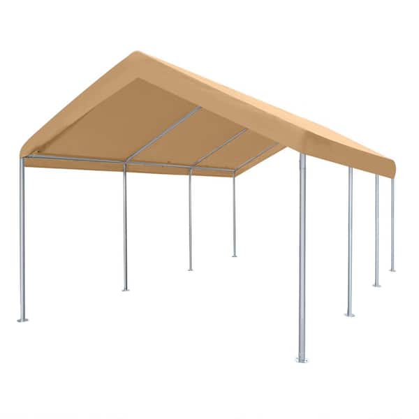 LAUREL CANYON 12 ft. W x 20 ft. D x 9.6 ft. H Beige Roof Steel Open Carport Garage