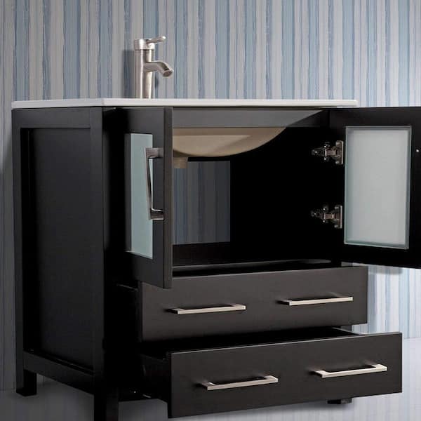 Vanity Art 42 In W X 18 D 36 H Bathroom Espresso With Single Basin Top White Ceramic And Mirror Va3030 42e The Home Depot Vanity Art 42 In W X 18 D 36, Home Depot 36 X 18 Bathroom Vanity
