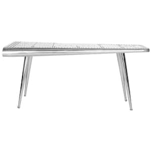 67 in. Rectangular Silver Writing Desk with Open Storage