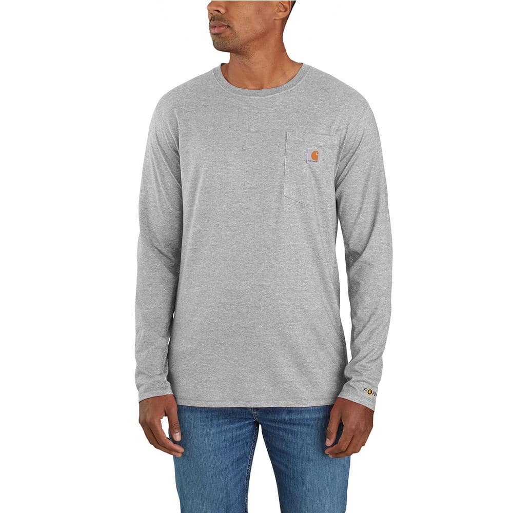 Carhartt Men's Large Tall Heather Gray Cotton/Polyester Force