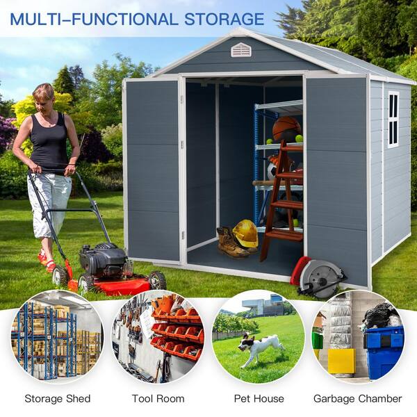 BTMWAY 6 ft. W x 8 ft. D All-Weather Resin Outdoor Plastic