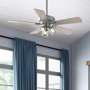 Crestfield 52 in. Indoor Matte Silver Ceiling Fan with Light Kit and Remote